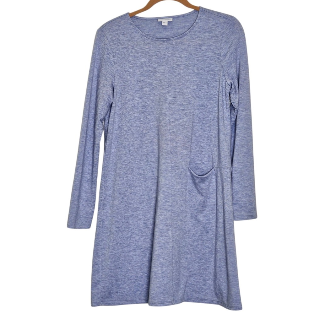Pure Jill Luxe Tencel Blue Heathered Long Sleeve Pocket Dress‎ Small Stretchy